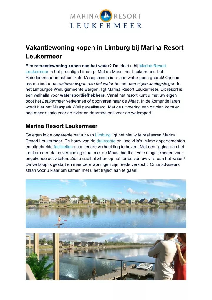 vakantiewoning kopen in limburg bij marina resort