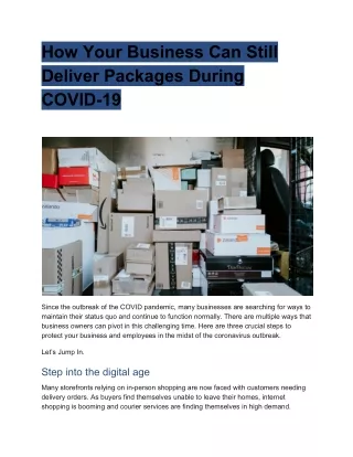 How Your Business Can Still Deliver Packages During COVID-19