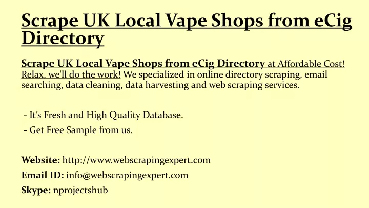 scrape uk local vape shops from ecig directory