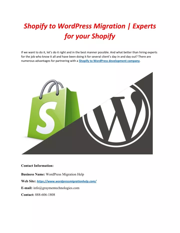 shopify to wordpress migration experts for your