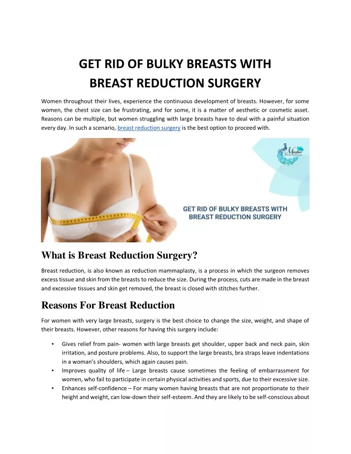 get rid of bulky breasts with breast reduction