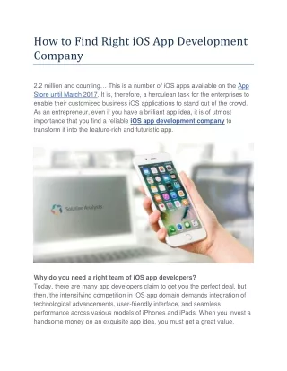 how to find right ios app development company