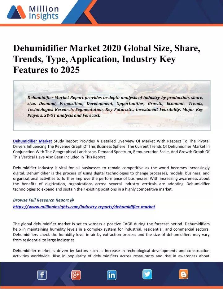 dehumidifier market 2020 global size share trends
