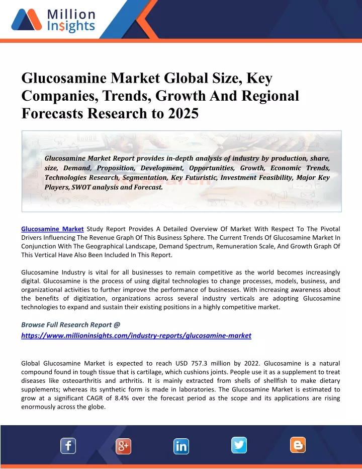 glucosamine market global size key companies