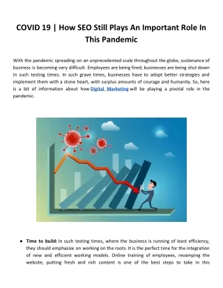 COVID 19 | How SEO Still Plays An Important Role In This Pandemic