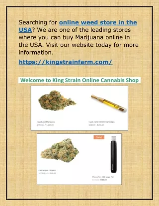 Online Weed Store in the USA | Kingstrainfarm.com