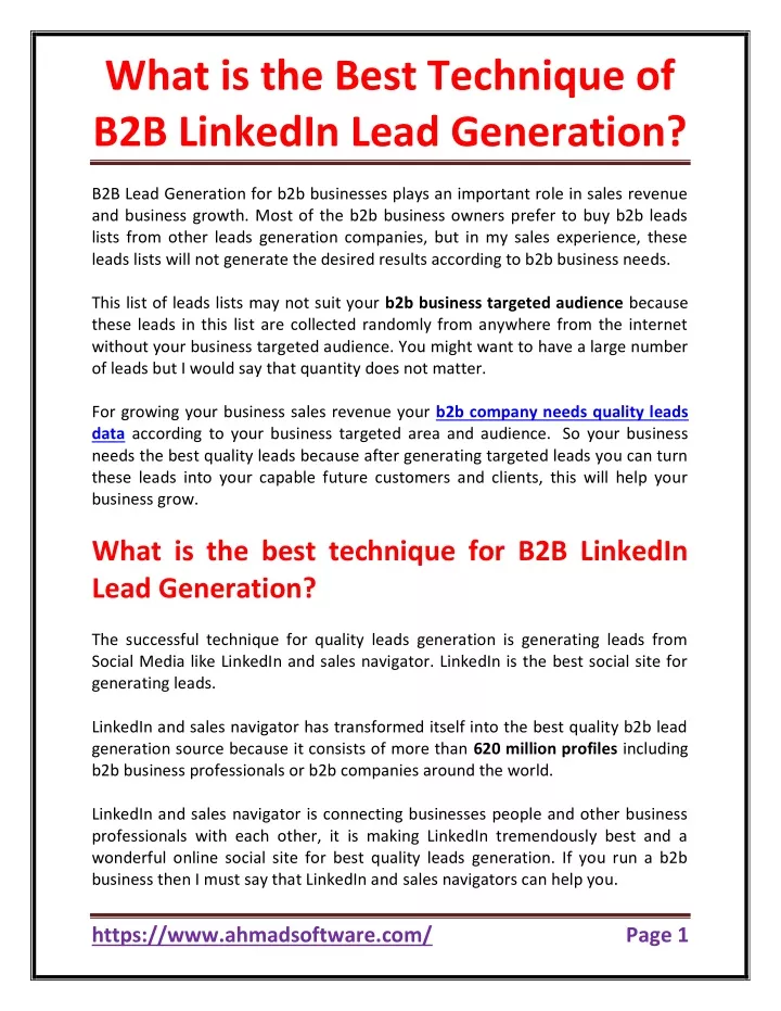 what is the best technique of b2b linkedin lead