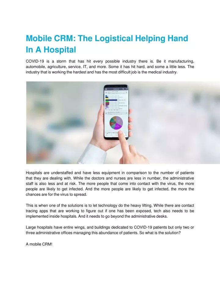 mobile crm the logistical helping hand in a hospital