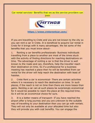 car rental services benefits that