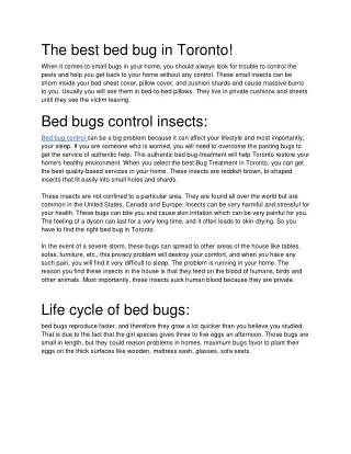 best bed bug in Toronto