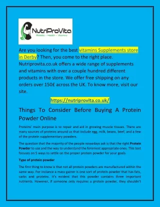 Top Derby Supplements | NutriProVita