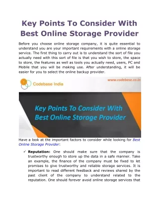 Key Points Of Best Online Storage Provider