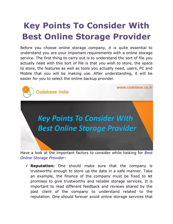 key points to consider with best online storage