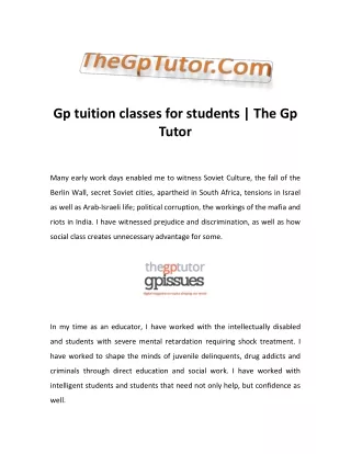 JC paper tuition classes | The Gp Tutor
