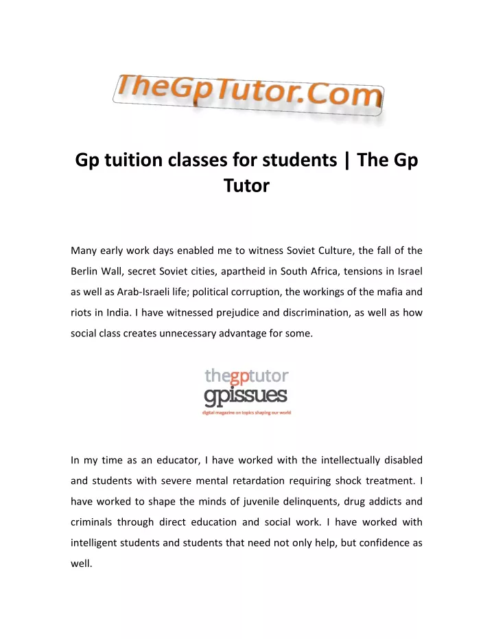 gp tuition classes for students the gp tutor