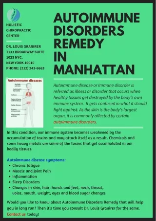 Autoimmune Disorders Remedy in Manhattan