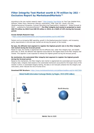 Filter Integrity Test Market worth $79 million by 2024