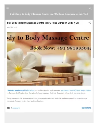 Full Body Massage Parlour in MG Road Gurgaon | Spa at MG Road Gurgaon