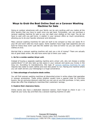 Ways to Grab the Best Online Deal on a Caravan Washing Machine for Sale