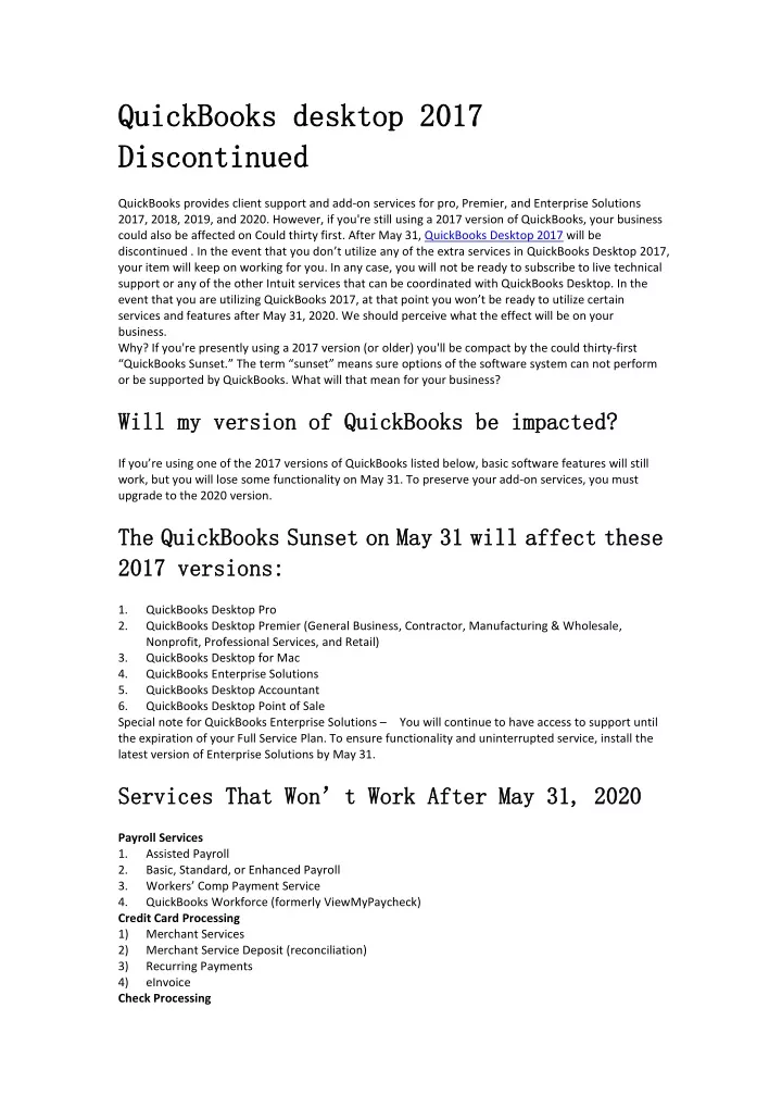 quickbooks quickbooks desktop di discontinued