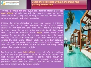 chose the best hotel affiliate and make your