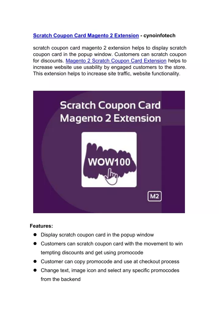 scratch coupon card magento 2 extension