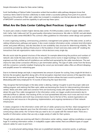 simple information ideas for data center cabling