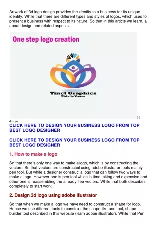 artwork of 3d logo design provides the identity