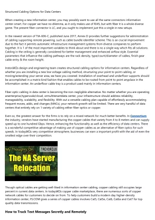 structured cabling options for data centers
