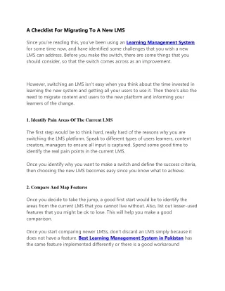 a checklist for migrating to a new lms