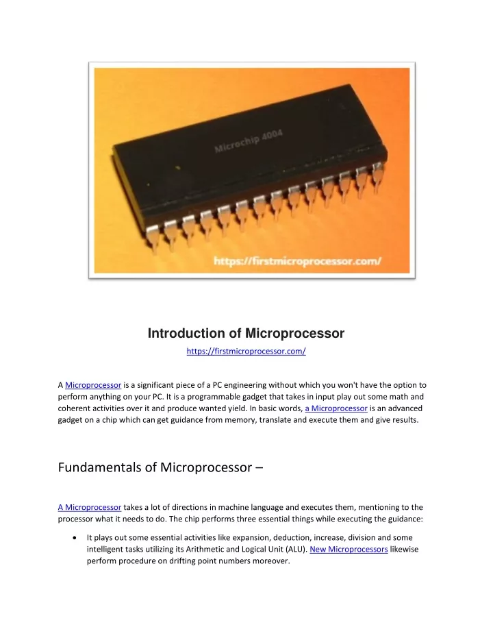 introduction of microprocessor https