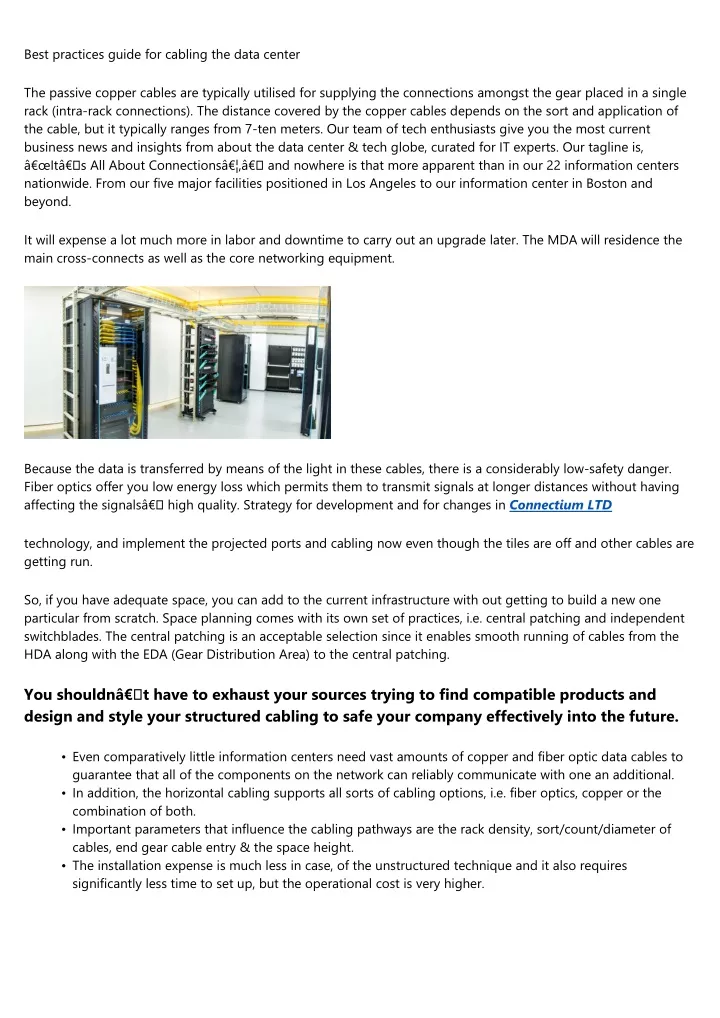 best practices guide for cabling the data center