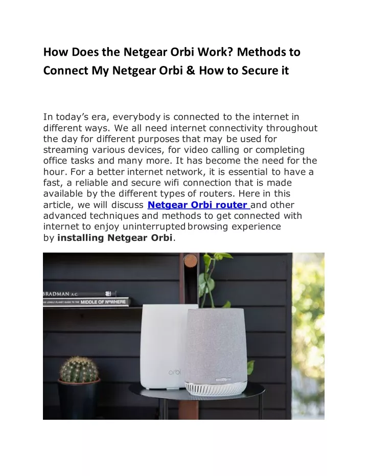 how does the netgear orbi work methods to connect