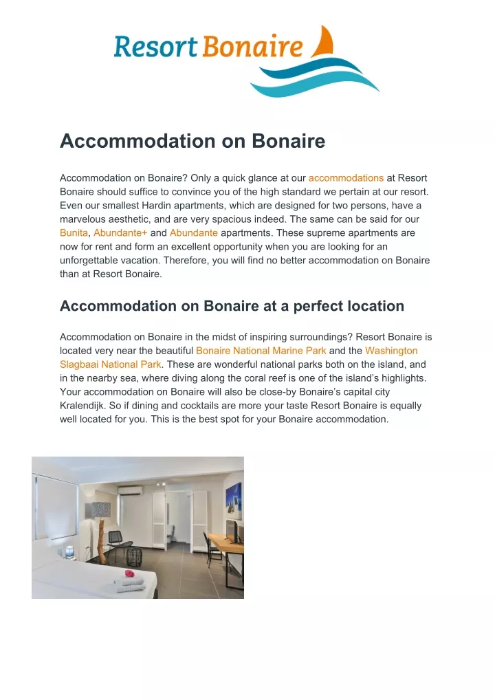 accommodation on bonaire