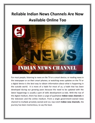 Reliable Indian News Channels Are Now Available Online Too