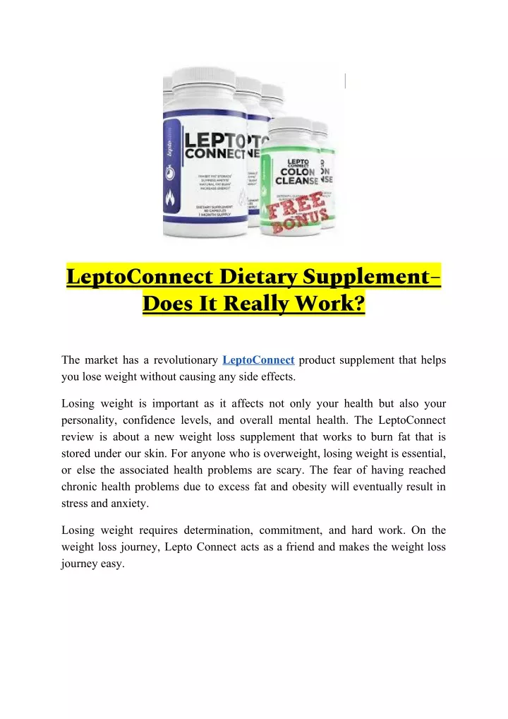 leptoconnect dietary supplement does it really