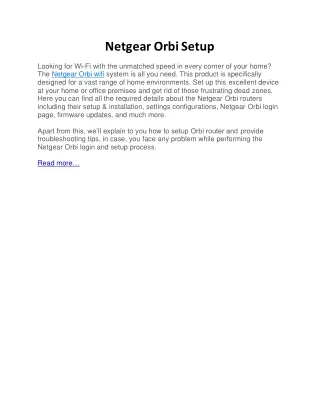 Netgear Orbi Setup, Firmware update & Troubleshooting