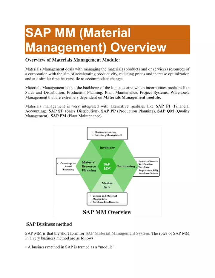 sap mm material management overview overview
