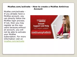 mcafee com activate how to create a mcafee