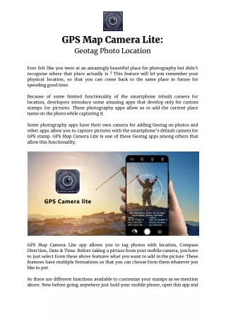 GPS Map Camera Lite: Geotag Photo Location usage while Travelling!!
