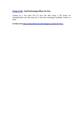 hiring a cto chief technology officer for hire