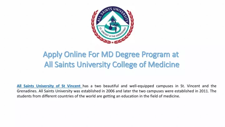 apply online for md degree program at all saints