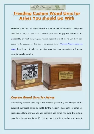Trending Custom Wood Urns for Ashes You should Go With