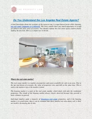 Do You Understand the Los Angeles Real Estate Agents?