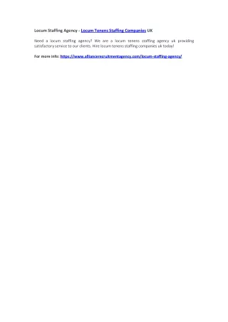 locum staffing agency locum tenens staffing