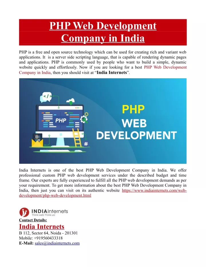 php web development company in india