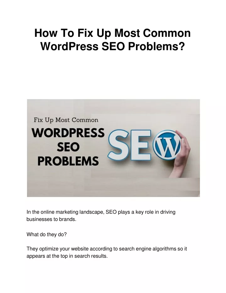 how to fix up most common wordpress seo problems