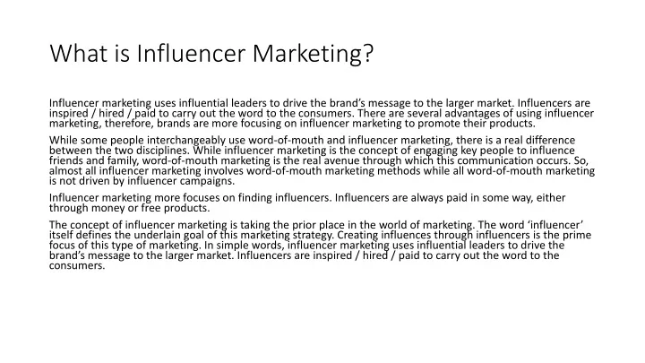 what is influencer marketing