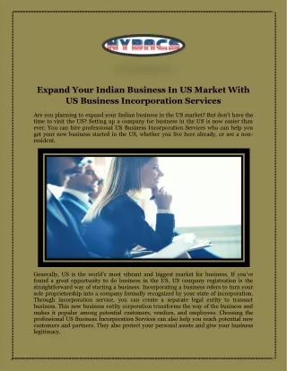 Expand Your Indian Business In US Market With US Business Incorporation Services