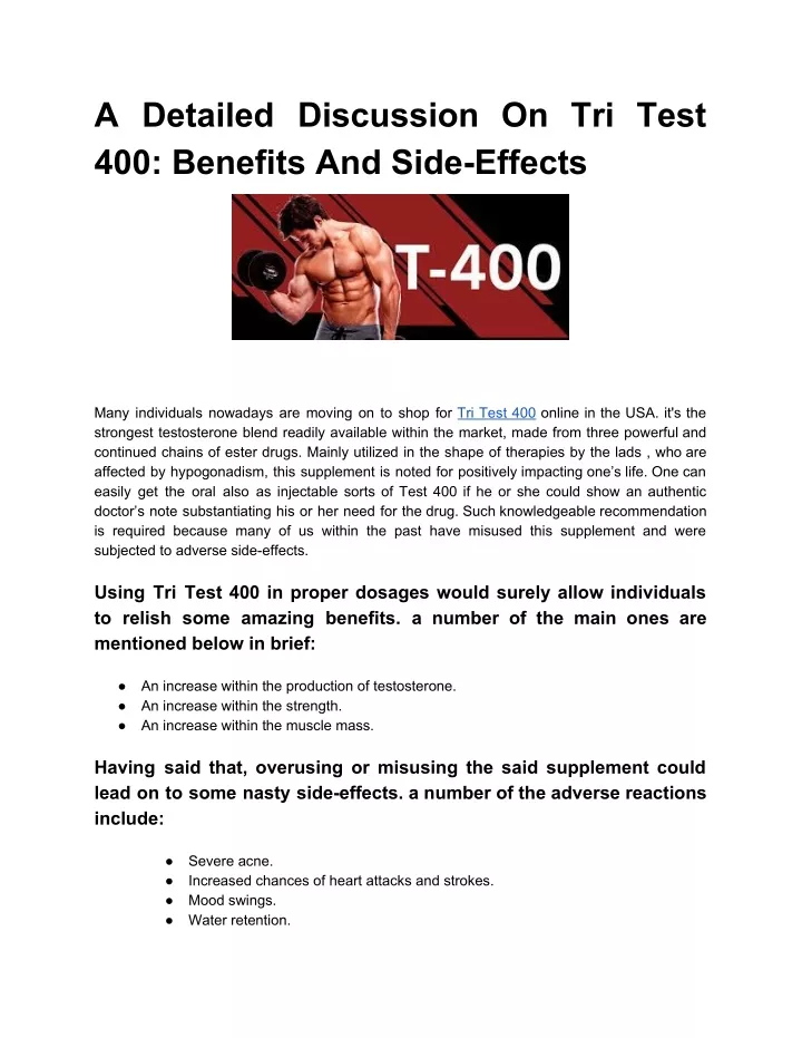 a detailed discussion on tri test 400 benefits